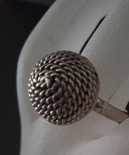 Silberring-Halbkugel mit Silber-Spiral-Auflage - Sterling 925 - verstellbar