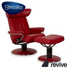 Stressless Jazz Leder Sessel Rot manuelle Funktion inkl. Hocker Größe M