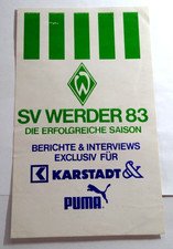 alter Aufkleber SV Werder Bremen Die erfolgreiche Saison 1983 Karstadt Puma