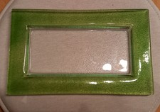 Schale rechteckig, flach, ca. 26x16 cm, transparent grün, aus Glashütte