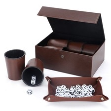 Würfelbecher Set, 6 PU Leder
