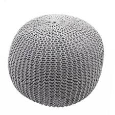 Pouf HWC-E16, Sitzhocker Strickpouf Strickhocker, Strickoptik 40x50cm, grau