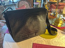 Original Etro Messenger Bag Aktenmappe Aktentasche Umhängetasche Scharz Leder