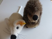 2 Stofftiere Steif Maus u.Igel ca.80ger Jahre Top-Zustand