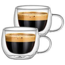 2x Sophia Doppelwandiges Glas Thermo Schnapsglas Kaffee Espressotassen 80ml