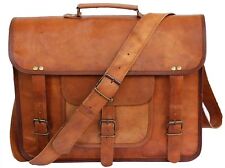  Herren Echt Tan Leder Vintage Brown Messenger Schulter Laptop Tasche Aktentasch