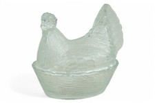 #479 Pressglas Huhn Deckeldose, 13,5cm