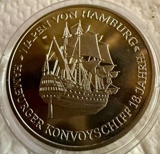 VerSILBERte PP-MEDAILLE 37mm ,, Wappen v. Hamburg / Helgoland ,,