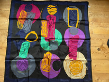 Seide Tuch Seidentuch schwarz bunt Hundertwasser Muster 70er vintage 88 x 88