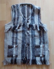 Wollige Hippie Web Weste braun beige Trachten Trapper Western 70er ?