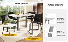 Esstisch Teleskoptisch 140-179.5x80cm Ausziehbarer Weiß/Schwarz