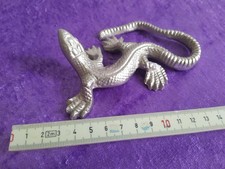 Salamander Gecko  Echse Metal Silber Garten Home Figur Deko