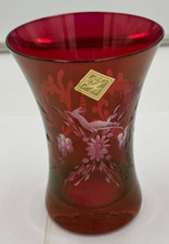 ETG Tirol Rattenberg Kristall Glasbecher rot Handarbeit vintage Hochzeit