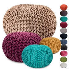 Sitzpouf Strickhocker Pouf Ø45 H30cm Bodenkissen Indoor Baumwolle recycelt
