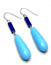 Große  Ohrringe Achat Lapislazuli 925 Sterlingsilber