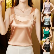 Damen-Tanktop Mit Breitem Träger Satin Business- Und Arbeitskleidung Basic- ∧