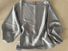 H&M Satin Bluse hellblau Grau