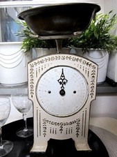 Waage m. Waagschale "Rosenranke" Weiß Gold Messing mechanisch, zur DEKO, um 1870