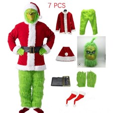 Das Grinch Kostüm Weihnachten Cosplay Kostüm Outfits Set + Maske Adult Santa