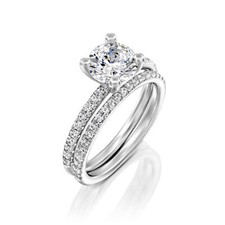 1.25 Karat F/VS2 Rund Schliff Kunstdiamanten Feste Diamant Verlobungsring Set