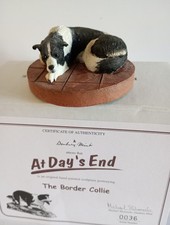 Danbury Mint The Border Collie "Am Ende des Tages" handbemalte Skulptur. Box/COA.
