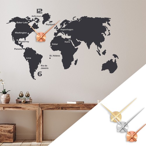 Wanduhr weltkarte wandtattoo - weltkarte,