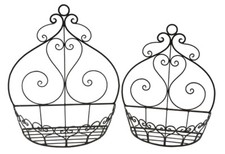 Wandkorb S2 Metallkorb Shabby Chic Blumenkorb rostfarbend Wandkörbchen Regalkorb