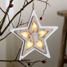 LED Stern Holz weiß