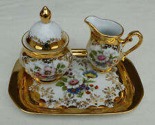 Kleiber Porzellan Set 3tl 22 Karat Goldauflage Tablett Zuckerdose Sahnekännchen 
