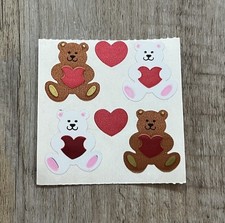 ♥️Sandylion Stickerabschnitt - Teddybären mit Herz Mylar♥️