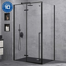 Duschkabine Dusche Duschabtrennung Eckdusche Schwarz H195cm 6mm ESG NANO Glas