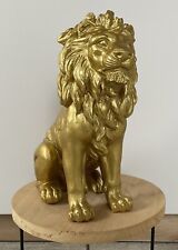 Deko Aufsteller Figur Statue Löwe König Kunststein XL Gold Glanz Modern