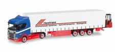 Herpa 307895 Scania CR 20 ND 4x2 Gardinenplanen-SZ mit Heckstapler "Riwatrans"