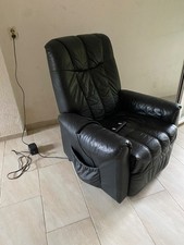 tv sessel relax sessel elektrisch, echtes Leder, schwarz, auf Rollen beweglich