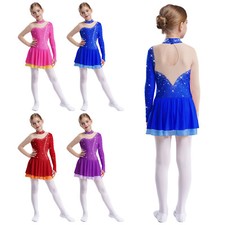 Kinder Mädchen Kleid Eislaufen Tanzbekleidung Roller Kleider Schule Glittery
