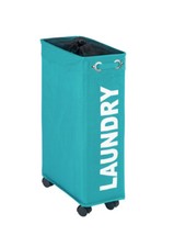 WENKO Wäsche Sammler Korb Sortierer 43 L CORNO Sack Bad WC Rollen Wagen petrol