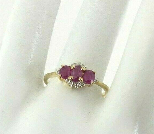 Ring cluster gold rubin - kt, &