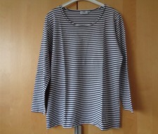 Damen Blusen-Shirt Gr. M Langarm Streifen Blau Weiß ~ B°B Design Jytte Meilvang