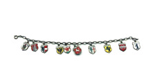 Vintage Silber Bettelarmband Stadtwappen 11 Reiseandenken Emaille erweiterbar