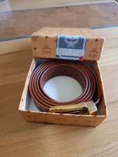 MCM Gürtel Herren - 120 cm lang ohne Schnalle - Farbe Cognac mit braunem Rand
