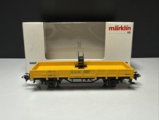 Spur H0 MÄRKLIN 4471 Niederbordwagen Kranschutzwagen DB gelb Neuwertig&OVP AC
