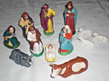 Krippe Krippen vintage Set 12 Figuren liebevoll Handarbeit 13cm Weihnachten Deko