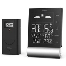 Hama Wetterstation Black Line Thermometer Hygrometer Innen- und Außentemperatur