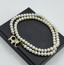 Wunderschöne  echte Perlenkette mit 925 Silber vergoldet Elefanten-Anhänger