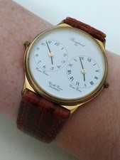 Damenuhr Bergland  229 World Time,  Doppeluhrwerk,  3 ATM, Lederarmband