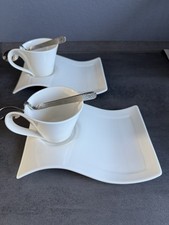 Cappuccinotasse mit UT Tasse und Löffel Villeroy & Boch New Wave weiss