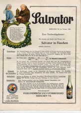 Reklame Blatt Salvator Bier in