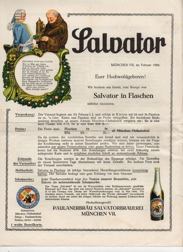 Reklame blatt salvator - salvator, bier