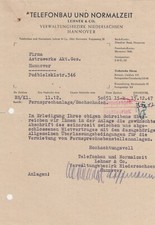 HANNOVER, Brief 1947, Telefonbau und Normalzeit Lehner & Co.