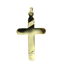 Anhänger Kreuz 585 Gelbgold Brillant ca 0,06 ct Gold